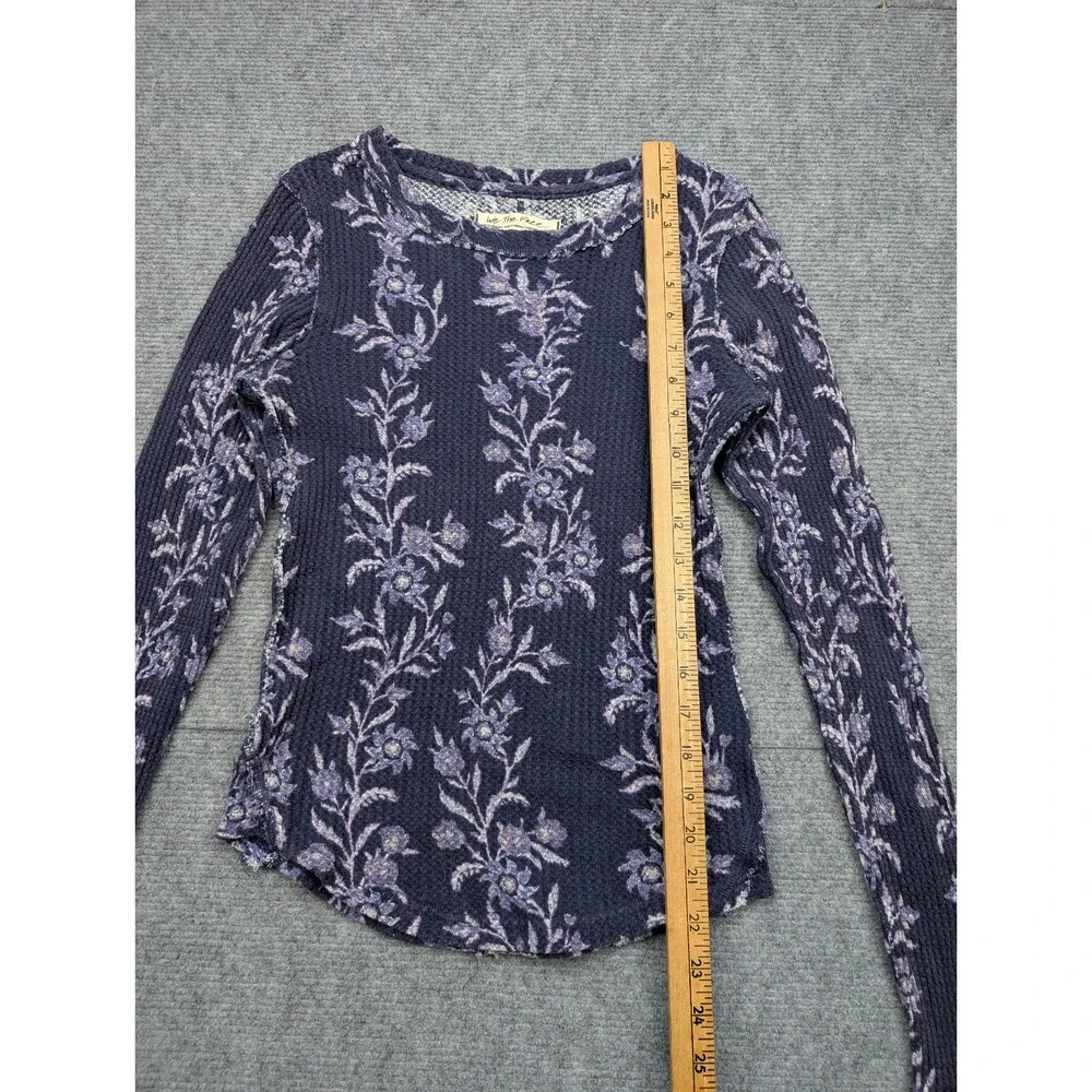 We The Free People Pretty Little Thermal Womens XS Purple Floral Y2K Layer Shirt